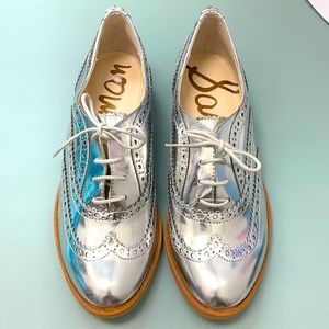 San Edelman silver oxfords